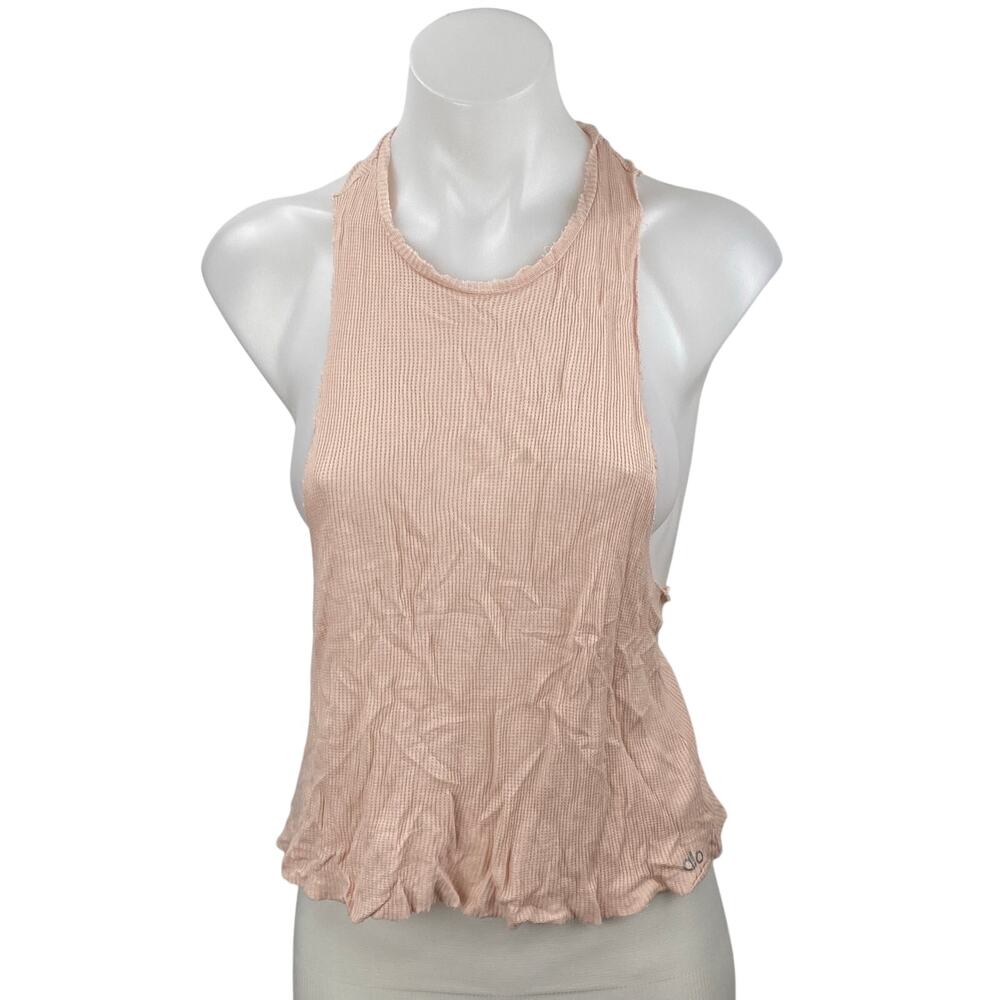 Alo Yoga Coral Peach Pink Racerback Workout Running Athletic Tank Top Size S